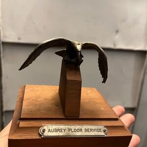Brass Eagle Desk Trophy with Wood Base - Brown & Aged Brass